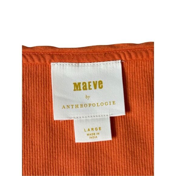 Anthropologie Maeve Short Flutter-Sleeved Orange Top size L - Picture 5 of 9